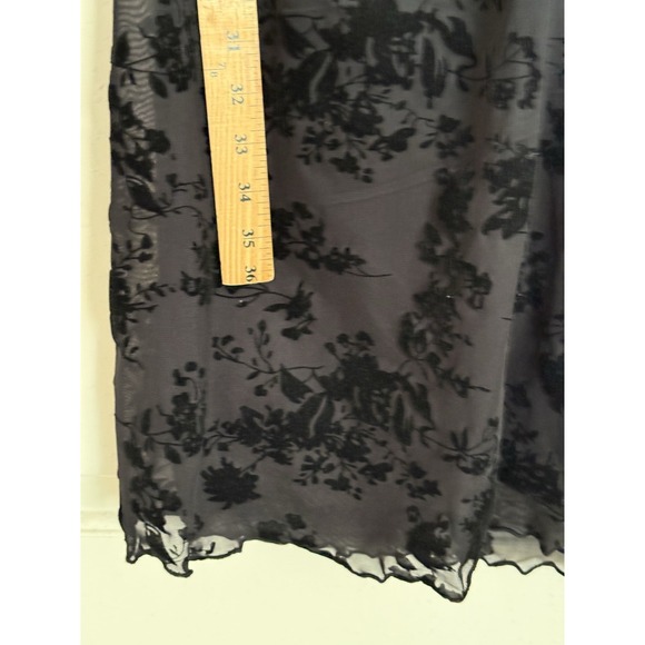 Y2K Style Black Sheer Floral Burnout Lace Midi Slip Dress Goth Prom whimsy XL - Picture 12 of 14